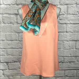 ANTONIO MELANI Coral Satin Sleeveless Blouse